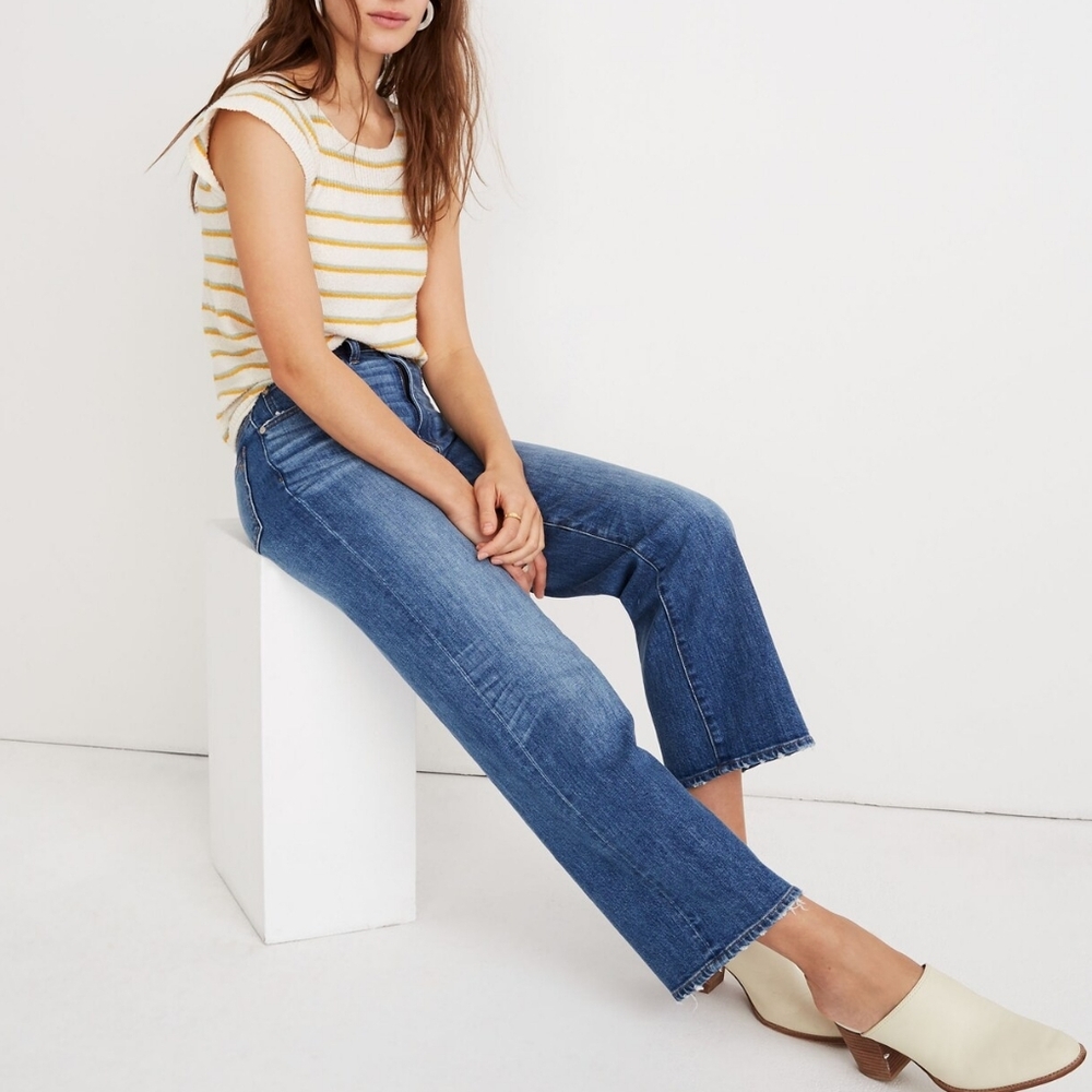 Madewell Jeans Blue Slim Wide Leg Crop Size 34